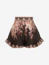 Zimmermann Womens Black Floral Illuminate Flutter Floral-print Silk And Cotton-blend Shorts Xs