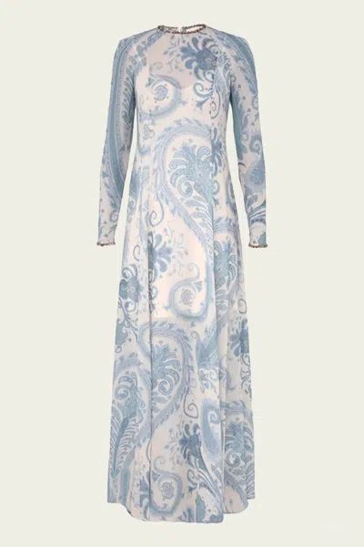 ZIMMERMANN ILLUMINATE SHEATH DRESS IN TURQUOISE PAISLEY