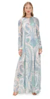 Zimmermann Illuminate Bead-embellished Paisley-print Crepe De Chine Maxi Dress In Turquoise Paisley
