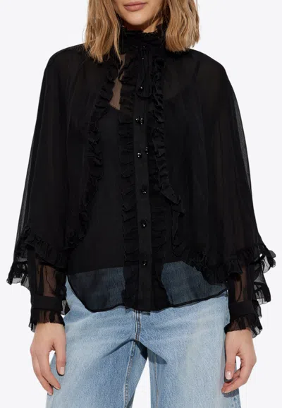 Zimmermann Illuminate Shirt With Detachable Cape In Black