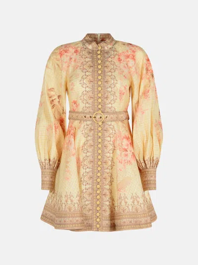 Zimmermann 'illuminate' Short Multicoloured Linen Dress