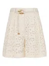Zimmermann Illuminate Belted Cotton-blend Corded Lace Shorts