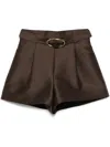 Zimmermann Illuminate Belted Pleated Wool And Silk-blend Shorts In Brown