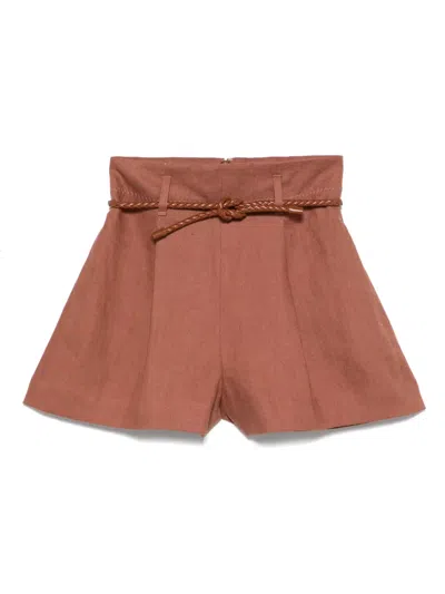 Zimmermann Brown Illuminate Linen Shorts