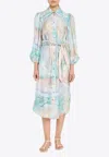 Zimmermann Illuminate Midi Shirtdress In Multicolor