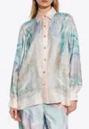 Zimmermann Womens Illuminate Printed Relaxed-fit Silk Shirt Blue Agate Xl
