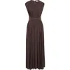 Zimmermann Illuminate Brown Long Dress With Gathered Neckline And Waist And Front Single Split In Viscose Stret