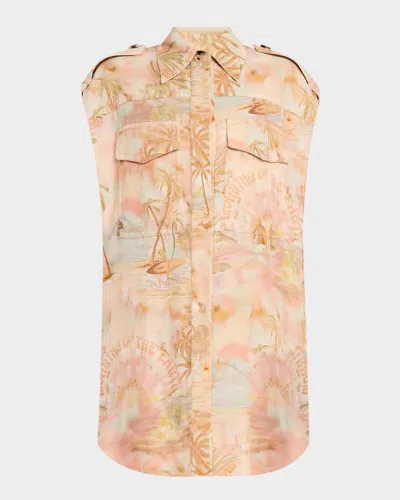 Zimmermann Illuminate Sleeveless Tunic Top In Guava Morning