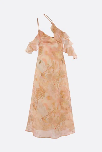 Zimmermann Illuminate Slip Dress In Linen And Silk In Multi