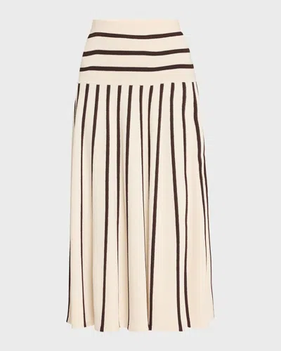 Zimmermann Illuminate Stripe Midi Skirt Cream/chocolate In Multi