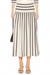 Zimmermann Illuminate Stripe Midi Skirt In Cream/chocolate In Multi