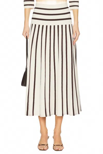Zimmermann Illuminate Stripe Midi Skirt In Cream/chocolate In Multi