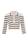 Zimmermann Illuminate Stripe Polo In Cream Chocolate In Cream/chocolate