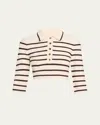 Zimmermann Illuminate Stripe Polo In Cream Chocolate In Illuminate Stripe Polo