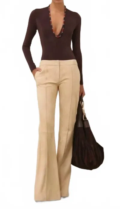 Zimmermann Illuminate Suede Pants In Sand In Brown