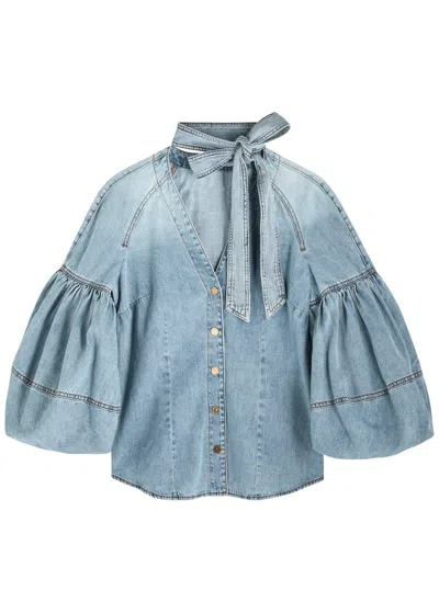 Zimmermann Illuminate Tied Denim Blouse