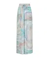 Zimmermann Illuminate Printed Silk Trousers In Gray