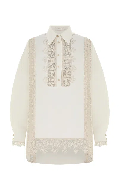 Zimmermann Illuminate Trimmed Shirt In Off-white