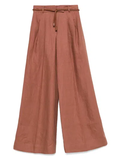 Zimmermann Illuminate Linen Wide Leg Pant In Orange