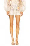 Zimmermann Illuminate Tuck Short In Ivory Tropical In Multi