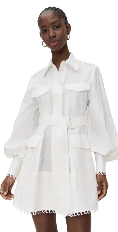 ZIMMERMANN ILLUMINATE UTILITY MINI DRESS IVORY