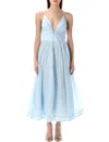 Zimmermann Womens Mint Illuminate V-neck Linen-silk Midi Dress Xs In Blue