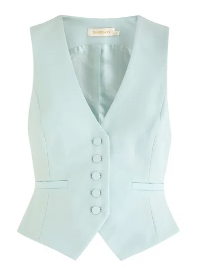 Zimmermann Illuminate Wool-blend Waistcoat In Light Blue