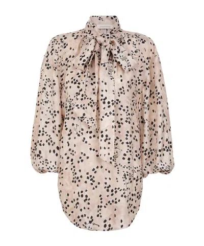 Zimmermann Illuminate Drawn Blouse With Floral Print In Neutral