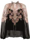 Zimmermann Dawning Placed Paisley Peasant Top In Black