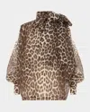 Zimmermann Illustration Billow Leopard-printed Linen-silk Chiffon Top In Chocolate Leopard