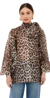 Zimmermann Illustration Billow Leopard-printed Linen-silk Chiffon Top In Chocolate Leopard