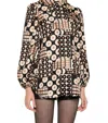 Zimmermann Illustration Geo Print Silk Button-up Shirt In Black