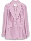 Zimmermann Single-breasted Jacket In Wool And Silk In Pink