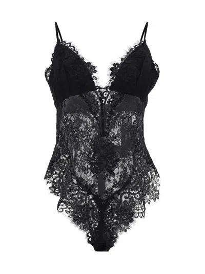 Zimmermann Illustration Cotton Blend Lace Bodysuit In Black