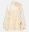 Zimmermann Illustration Pussy-bow Scalloped Cotton-blend Lace Blouse In Beige