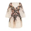 Zimmermann Illustration Draped Mini Dress In Multi