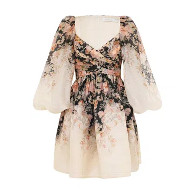 Zimmermann Illustration Draped Mini Dress In Multi