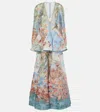 Zimmermann Illustration Crystal-embellished Lace-trimmed Floral-print Linen And Silk-blend Maxi Dress In Eden Garden