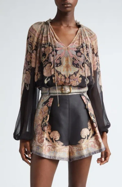 Zimmermann Illustration Floral Paisley Top In Black