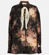 Zimmermann Illustration Lace-trimmed Floral-print Silk Crepe De Chine Shirt In Black