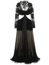 Zimmermann Illustration Flounce Bow-detailed Cutout Lace-silk Gown In Black