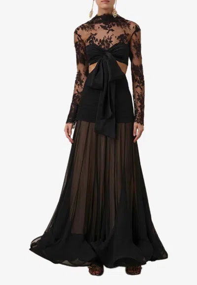 Zimmermann Illustration Flounce Lace Gown In Black
