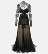 Zimmermann Illustration Flounce Bow-detailed Cutout Lace-silk Gown In Black