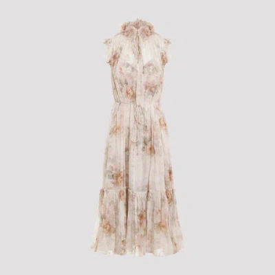 Zimmermann Illustration Flutter Midi Dress 2 In White