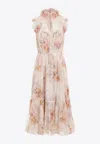 Zimmermann Illustration Flutter Midi Dress In Multicolor