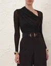 Zimmermann Illustration Gathered Bodysuit In Black