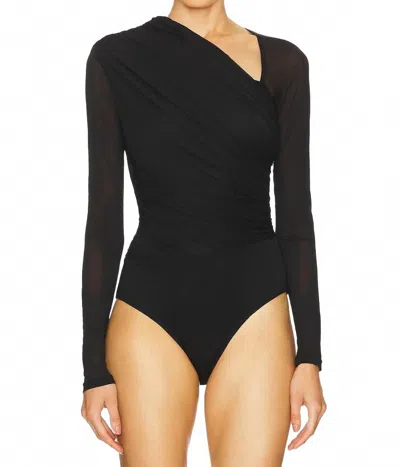 ZIMMERMANN ILLUSTRATION GATHERED BODYSUIT IN BLACK
