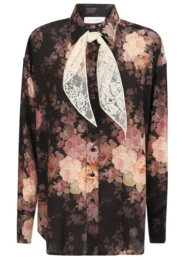 ZIMMERMANN ILLUSTRATION LACE SCARF SHIRT