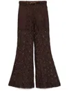 Zimmermann Illustration Belted Guipure Lace Flared Pants In Brown