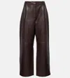 ZIMMERMANN ILLUSTRATION LEATHER WIDE-LEG PANTS